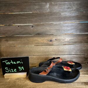 Womens Tatami Leather Abstract Thong Comfort Sandals Size EU 39 US 8-8.5 Regular